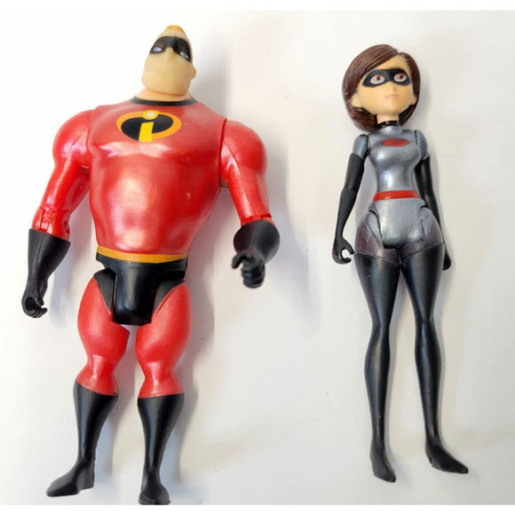 Disney Pixar Incredibles Mr Incredible & Elastigirl Action Figures Jakks Set Lot - Picture 4 of 9